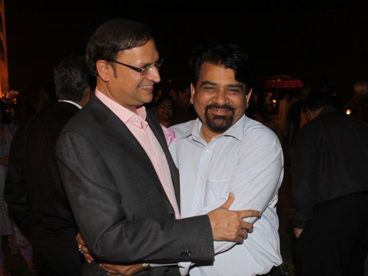 Journalist Santosh Bhartiya with Padma Bhushan awardee and India TV Chairman Rajat Sharma.